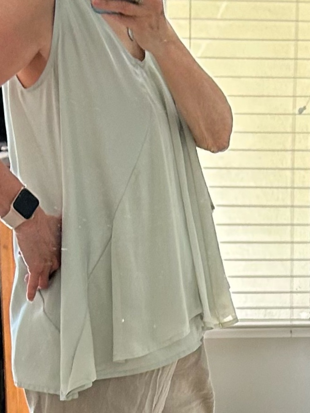 J Brand Sleeveless V-Neck Layered Silk Chiffon Top in Pale Sage S